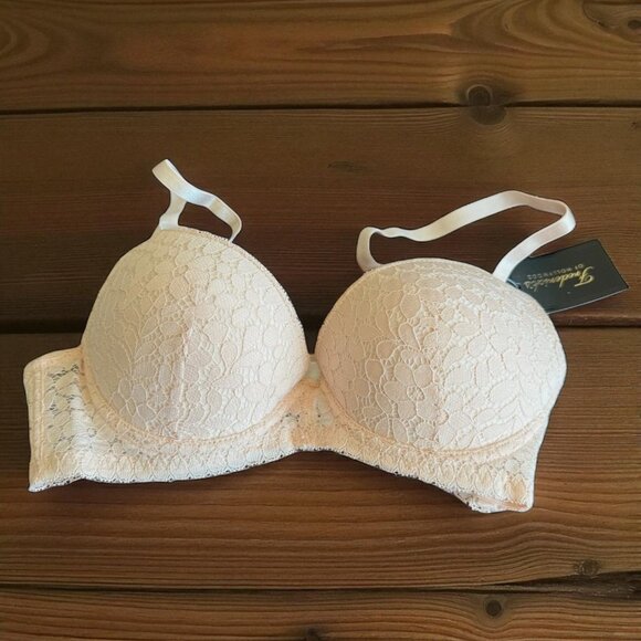 Frederick's of Hollywood Push Up Bra 34C Pink Valerie Floral Lace Contour Padded - Picture 2 of 9